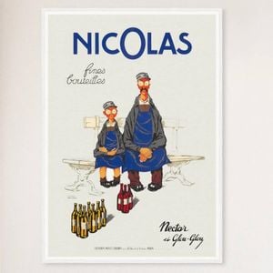 Galrie Nicolas Fine Bottles Vintage French Art Poster by Jules Isnard Dransy (1930) Home, White Frame, A3 30x 42cm (12 x 16inch)