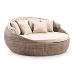Large Newport Outdoor Wicker Round Daybed with Canopy Brushed Wheat - Sand