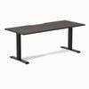 Desky Fixed Height Burnished Wood Scalloped Melamine Desk 180x75cm Matte Black Leg
