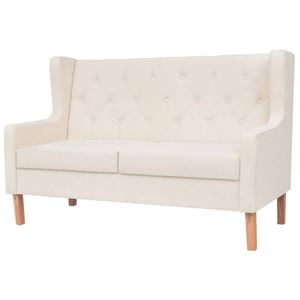 vidaXL 2-Seater Sofa Fabric Cream White Couch Lounge Living Room Furniture