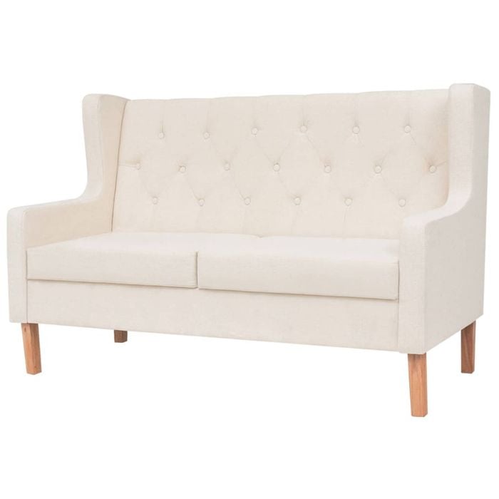 vidaXL 2-Seater Sofa Fabric Cream White Couch Lounge Living Room Furniture