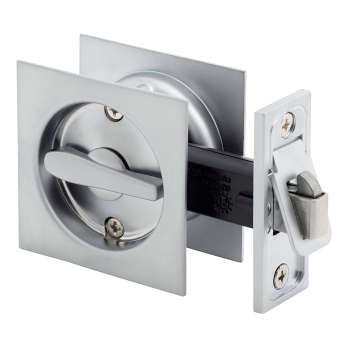 Gainsborough Satin Chrome Square Privacy Sliding Cavity Door Set