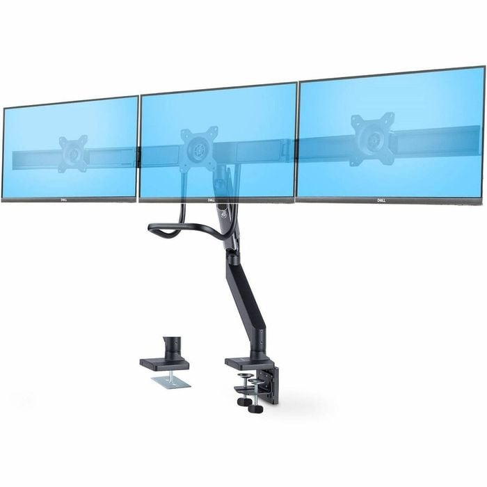 StarTech.com Crossbar Triple Monitor Desk Mount For Up To 3x 27in Screens, VESA 75x75/100x100, Tool-Less Arm Adjustments
