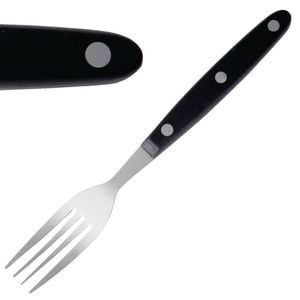 Olympia Steak Forks Taverna Black Handle 12 Pack 200mm Commercial Kitchen Cutlery