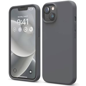Silicone Phone Case For iPhone 14 Shockproof Microfiber Lining - Carbon Grey