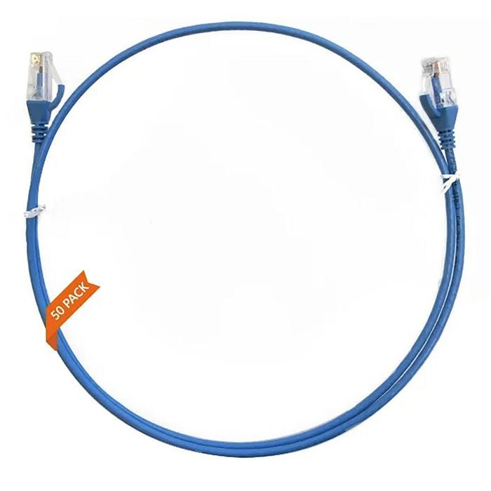 4Cabling 2m CAT6 Ultra Thin LSZH Ethernet Network Cable - 50 Pack Blue