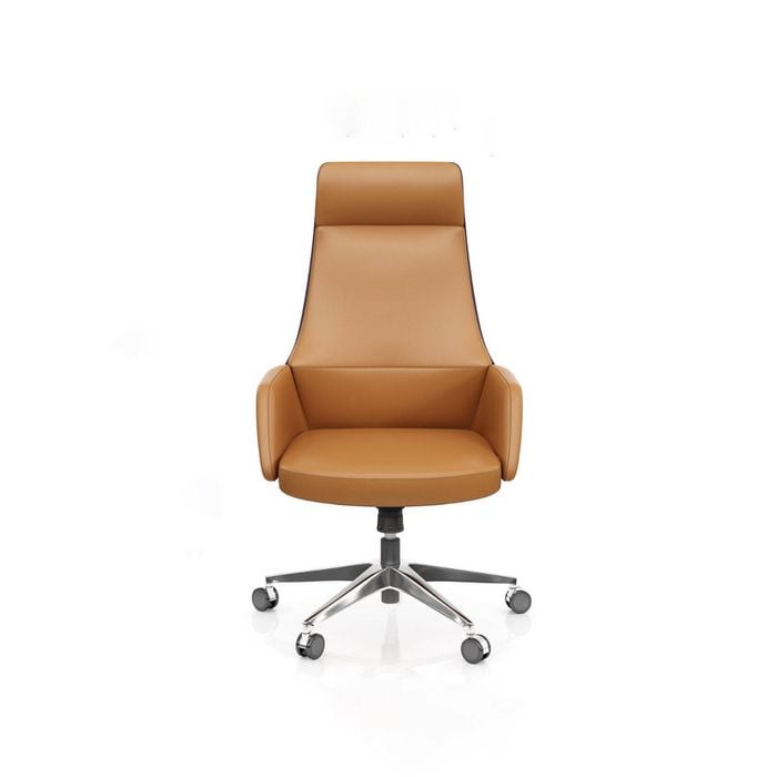 Astery Modern High Back  Office Chair Genuine Leather- Light Brown