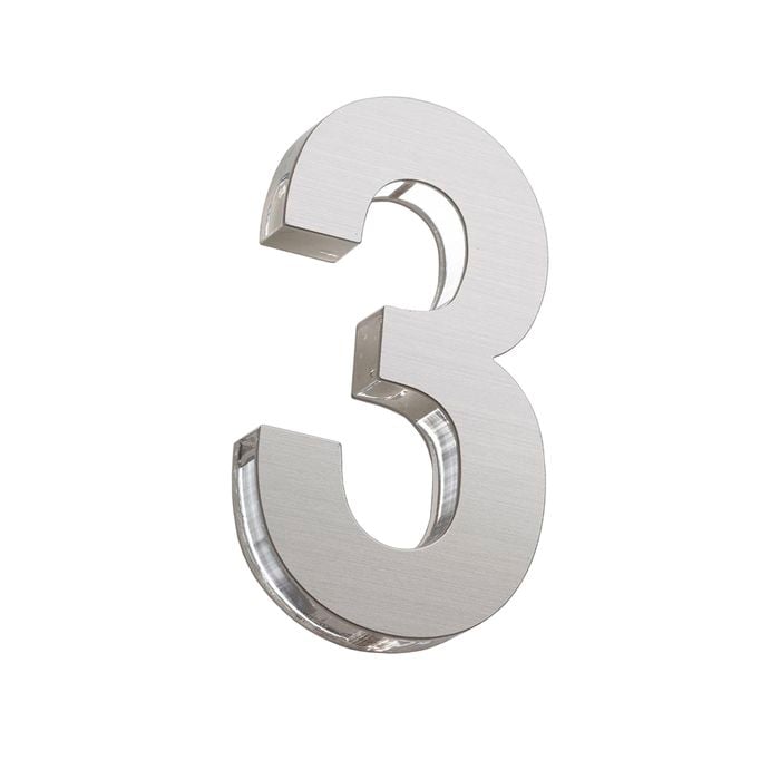 Sandleford 120mm 3 Azure Stainless Steel Numeral