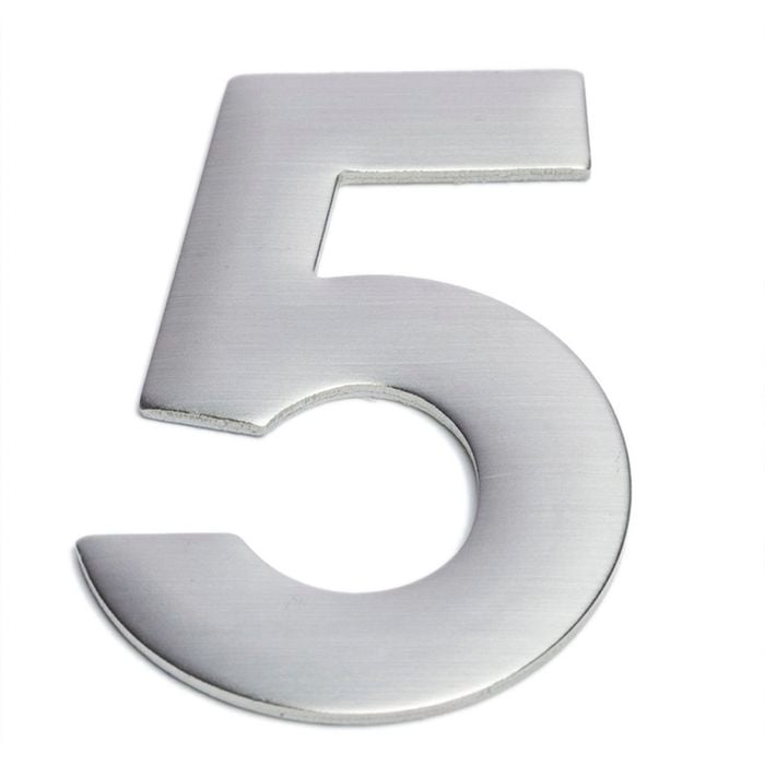 Sandleford 75mm Suburban Stainless Steel Self Adhesive House Number 5