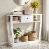 HOMFURN Console Table 100cm White Narrow Hallway Entryway Sofa Side Drawer Shelf