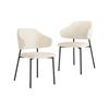 Oikiture 2PC Dining Chair Sherpa White&Black