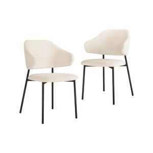 Oikiture 2PC Dining Chair Sherpa White&Black