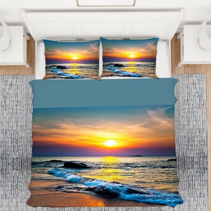 3D Sunset Beach 339 Bed Pillowcases Quilt King Size