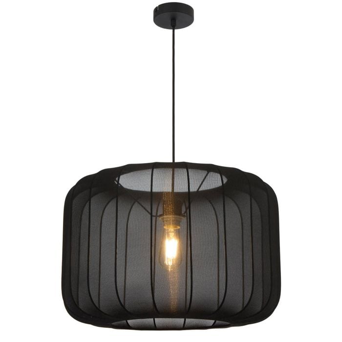 Telbix Jonsel Modern Pendant Hanging Lamp Light Fabric Metal Black