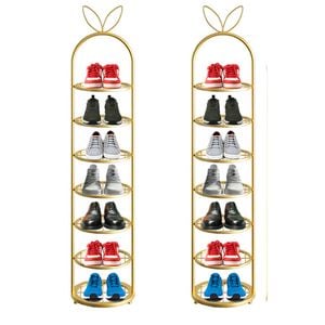 SOGA 2X 7 Tier Bunny Ears Gold-Plated Metal Shoe Organizer