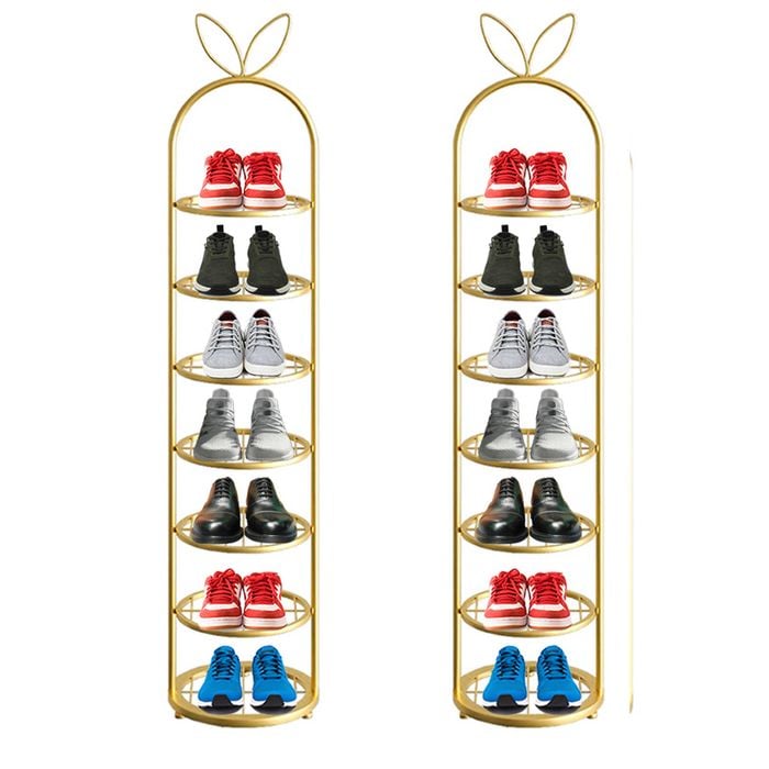 SOGA 2X 7 Tier Bunny Ears Gold-Plated Metal Shoe Organizer