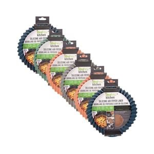 6PK Ideal Kitchen Reusable Silicone Air Fryer Round Liner Assorted 18x5cm