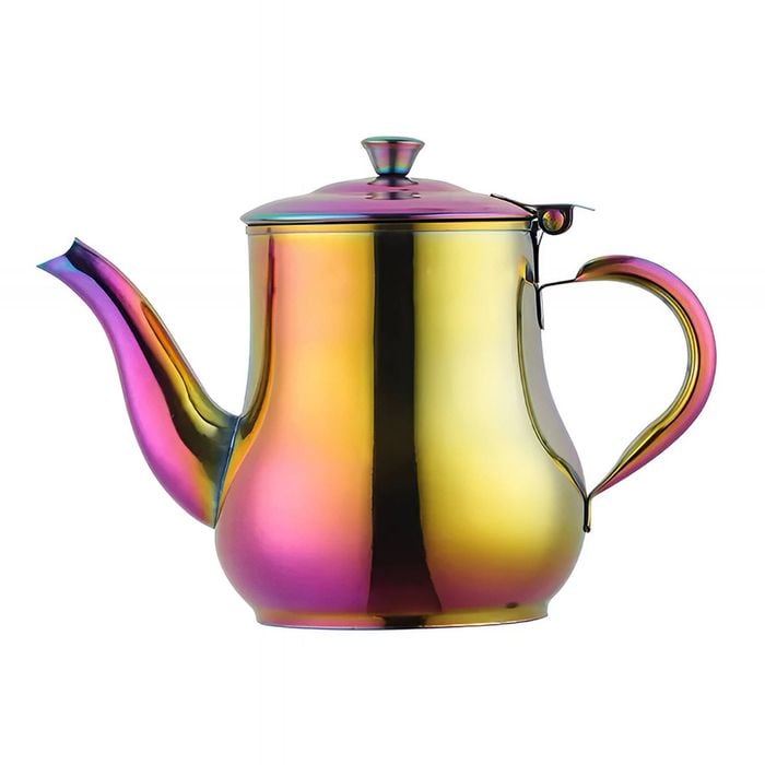 ANYGLEAM Teapot Pink Rainbow Stainless Steel with Filter for Coffee, Tea, Oil and Liquid Seasonings Container Kettle