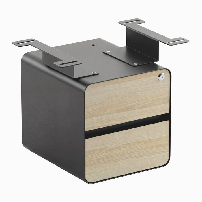 Desky Minimal Under Desk Cabinet Space Grey Frame