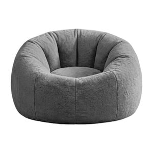 Artiss Bean Bag Chair Cover Faux Fur No Filler Washable Lazy Sofa Cover Grey