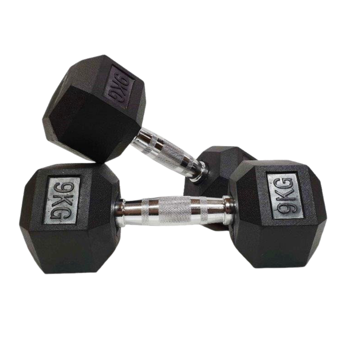 Morgan Rubber Hex Dumbbells - Pair [9kg]