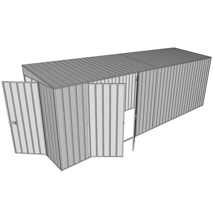 Build-a-Shed 1.5 x 6 x 2m Hinged Door Tunnel Shed With Double Hinged Side Doors - Zinc