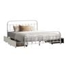 Oikiture Metal Bed Frame Queen Size Bed Base With 4 Drawers White