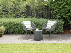 A stylish patio with grey base for pavers