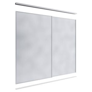 Lugna 2100 x 1801-2400mm Clear Anodised Mirror Wardrobe Double Sliding Doors