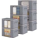 8-Pack 90L Clothes Storage Bag Set with Handles for Organizing