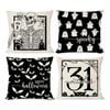 Catzon 4 Pcs Scary Throw Pillow Covers Linen Cushion Case for Decor 45X45cm