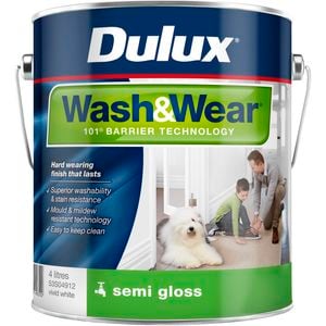 Dulux Wash&Wear Vivid White Semi-Gloss Interior Paint - 4L