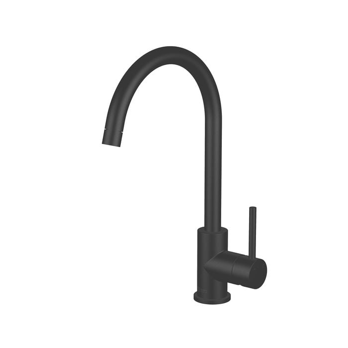 Abey Gooseneck Black Lucia Sink Mixer WELS 4 Star 7.5L/min