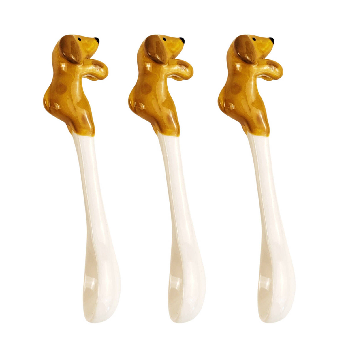 3x Urban 12cm Dog Ceramic Hanging Spoon For Mug - Caramel - Bunnings ...