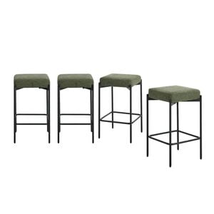 Oikiture 4x Bar Stools Kithen Counter Stool Metal Green