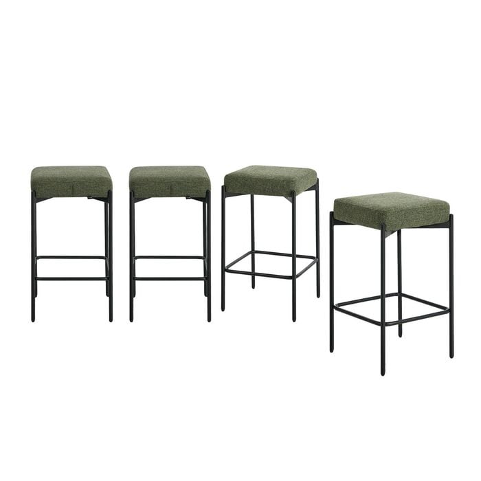 Oikiture 4x Bar Stools Kithen Counter Stool Metal Green