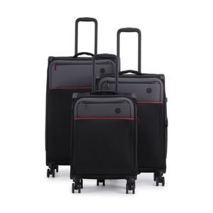 3pc Paklite Outline Travel Luggage Spinner Wheels Suitcase Set Black/red