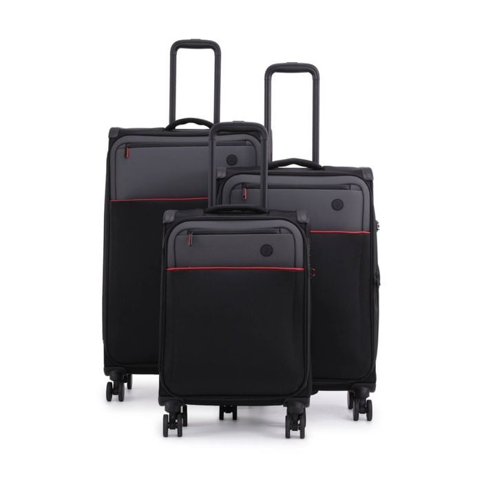 3pc Paklite Outline Travel Luggage Spinner Wheels Suitcase Set Black/red