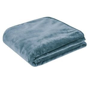 J.Elliot 450gsm Solid Faux Mink Blanket Steel Blue