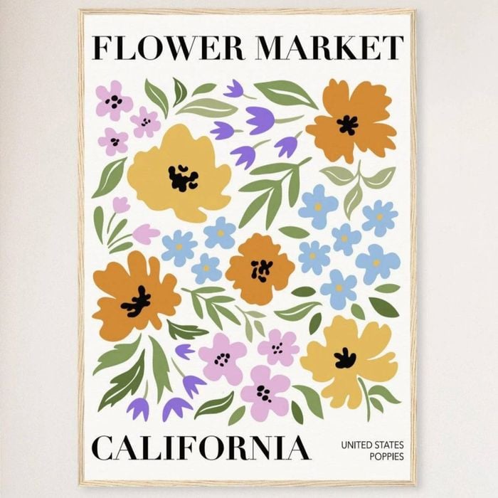 Galrie Stunning Abstract Floral Art Print Flower Market California, Wood Frame, A2 42 x 60cm (16 x 24inch)