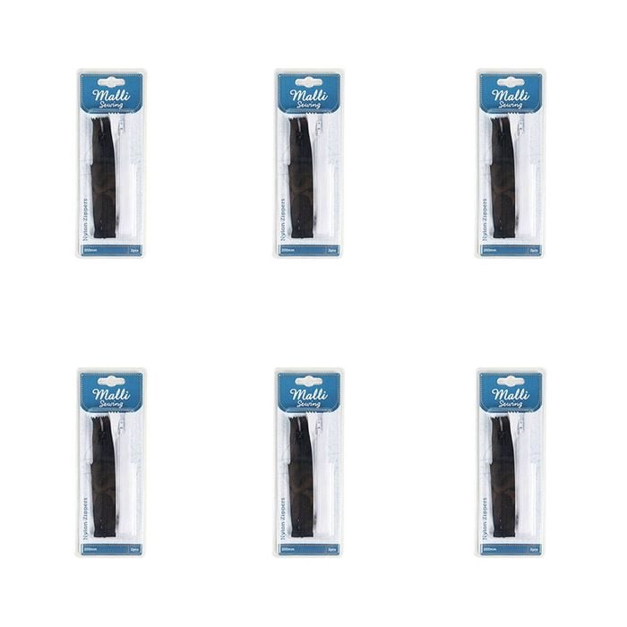 6x 2pc Malli Sewing Nylon/metal Black & White Garment Replacement Zippers 20cm