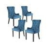 La Bella 4 Set Navy Blue French Provincial Dining Chair Ring Studded Lisse Velvet Rubberwood