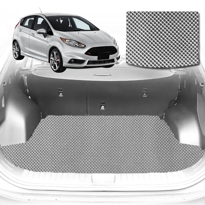 6D Diamond Car Boot Mat for Ford Fiesta (WT WZ)2008-2018-Sedan-Cargo Mat-Grey-Outback GT