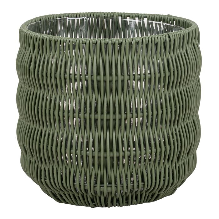 Astin Sinclair 230 x 220mm Green Poly Rattan Basket Planter Small
