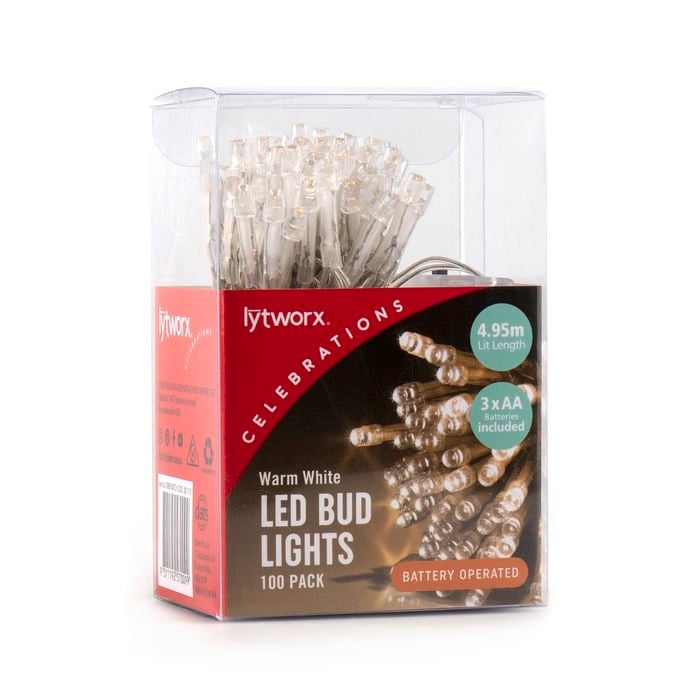 Lytworx Warm White Battery Operated Bud Lights - 100 Pack
