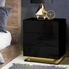 Artiss Bedside Table RGB LED 3 Drawers Gloss Black