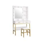 White Dressing Table with Stool Set