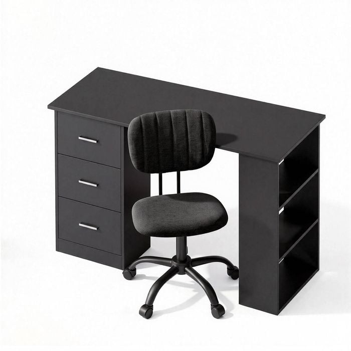 Artiss Home Office Desk & Chair Set 120cm Computer Desk with Drawers Armless Office Chair