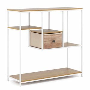 Costway Console Table Bookshelf 4tier Shelf Drawer Farmhouse Hall Natural