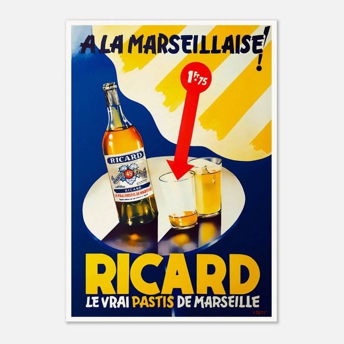 Galrie Vintage Ricard A La Marseillaise Advertising Poster for Home Decor, Poster Only, A2 42 x 60cm (16 x 24inch)